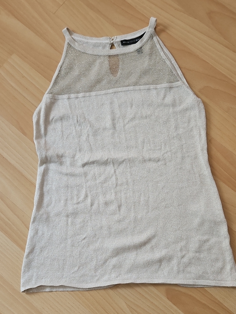 White House Black Market Champaign Sparkle Sheer Yoke Tank